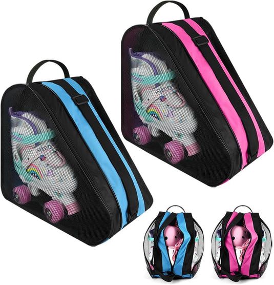 Schaatstas 39 x 28 x 40 cm met 3 opbergvakken en verstelbare schouderriem voor rolschaatsen en inline skates – skatetas – schaatsopbergtas - happygetfit.com