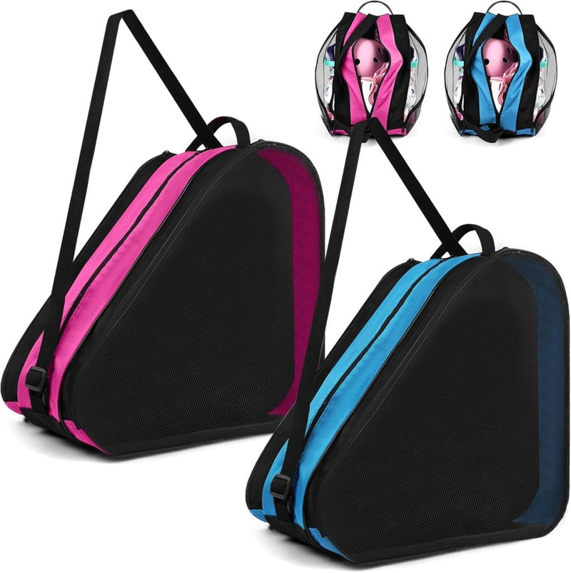 Laad afbeelding in Galerijviewer, Schaatstas 39 x 28 x 40 cm met 3 opbergvakken en verstelbare schouderriem voor rolschaatsen en inline skates – skatetas – schaatsopbergtas - happygetfit.com
