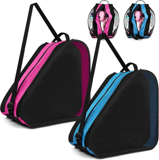 Schaatstas 39 x 28 x 40 cm met 3 opbergvakken en verstelbare schouderriem voor rolschaatsen en inline skates – skatetas – schaatsopbergtas - happygetfit.com
