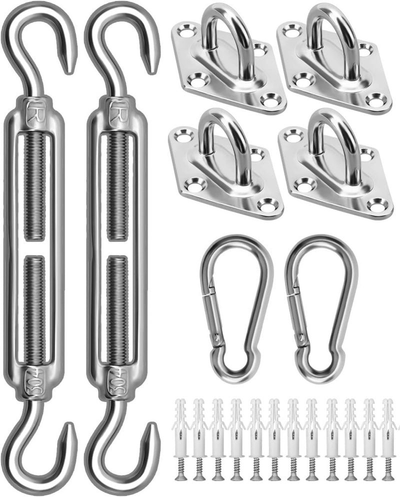 Chargez l'image dans la visionneuse de la galerie, Schaduwzeil bevestigingsset 40-delig van RVS met verstelbare spanschroeven van 5 inch – zonnezeil montage – zeilspanners - happygetfit.com
