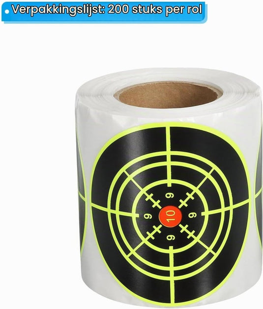 Schietdoel stickers 200 stuks 76 mm groen-zwart – zelfklevende doelwitstickers – boogschieten schiettraining accessoires - happygetfit.com