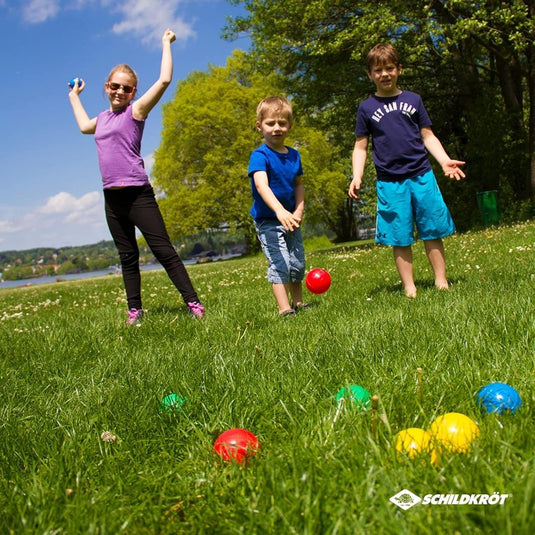 Schildköt Fun Boccia set, 4x 2 kunststof bollen, 1x doelkogel, in hersluitbare draagtas, 970009 - happygetfit.com