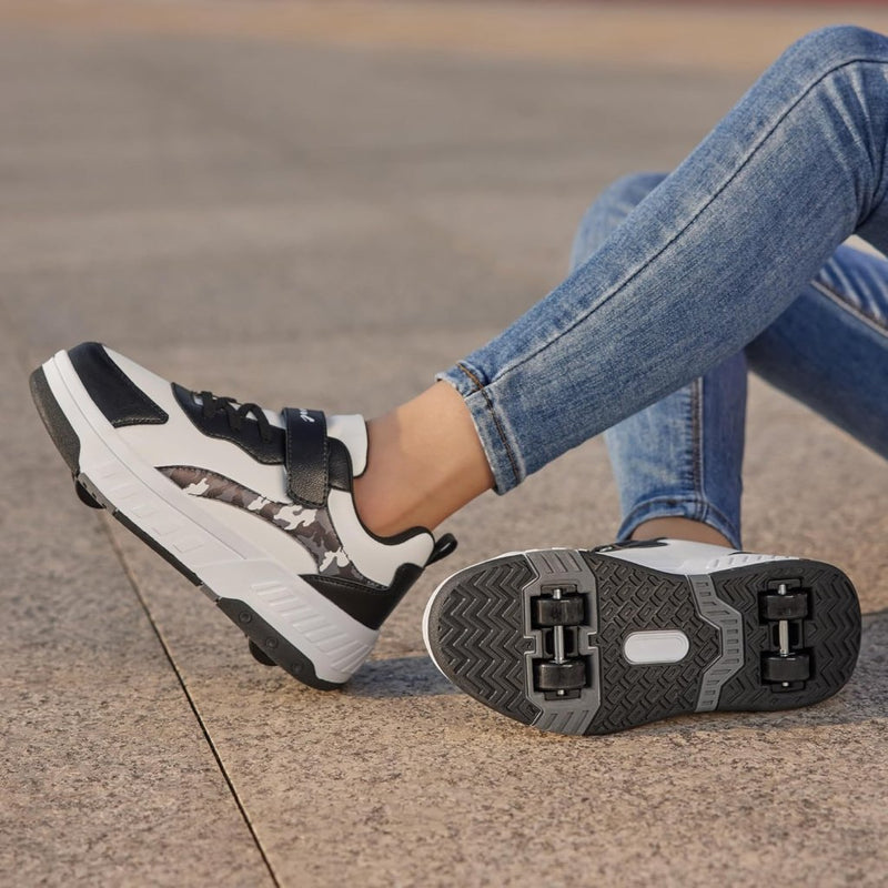 Laad afbeelding in Galerijviewer, Schoenen met wieltjes, voor jongens en meisjes, kinderrolschaatsen, 2-in-1 rolschaatsen, gymschoenen, skateboardschoenen - happygetfit.com
