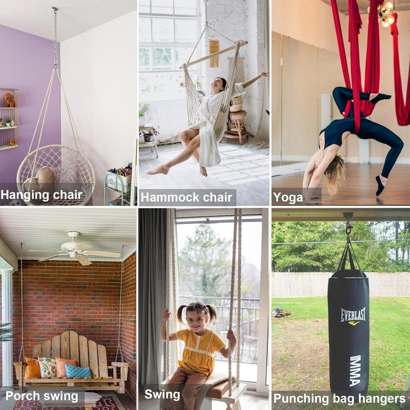 Carica l’immagine nel visualizzatore della galleria, Schommel plafondhaak van 304 RVS met 360 graden draaifunctie en bevestigingsbouten – draaibare ophanghaak – schommelmontage - happygetfit.com
