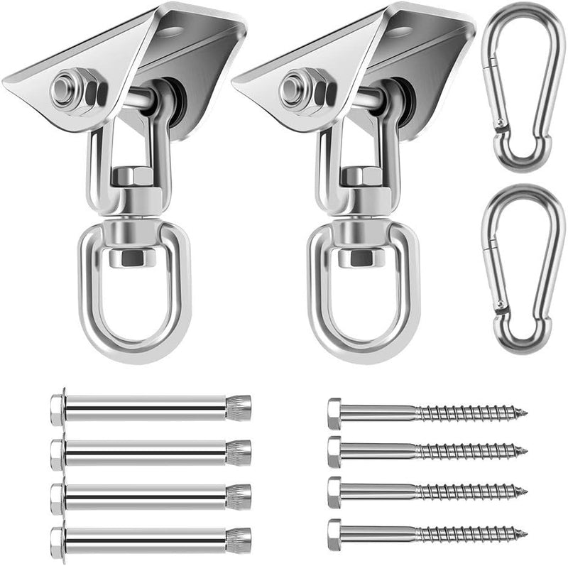 Load image into Gallery viewer, Schommelhaken 2 stuks 360° draaibaar van roestvrij staal tot 400 kg – ophanghaken – schommel accessoires - happygetfit.com
