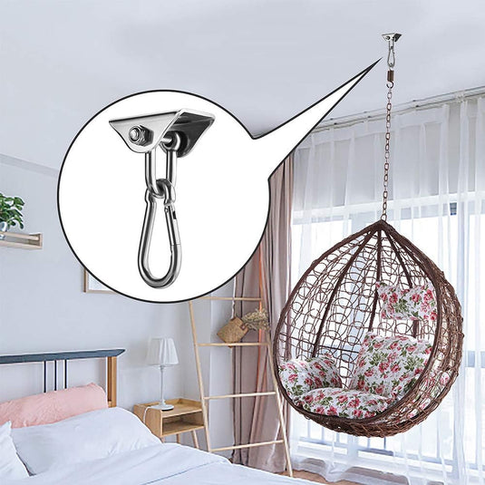 Schommelhaken 2 stuks 360° draaibaar van roestvrij staal tot 400 kg – ophanghaken – schommel accessoires - happygetfit.com