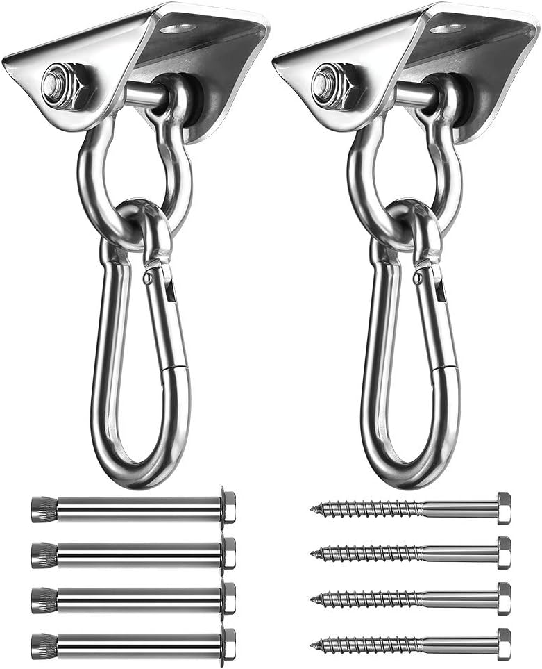 Load image into Gallery viewer, Schommelhaken 2 stuks 360° draaibaar van roestvrij staal tot 400 kg – ophanghaken – schommel accessoires - happygetfit.com
