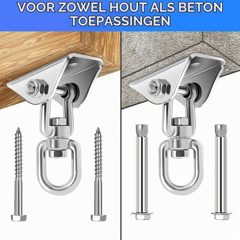 Load image into Gallery viewer, Schommelhaken 2 stuks 360° draaibaar van roestvrij staal tot 400 kg – ophanghaken – schommel accessoires - happygetfit.com
