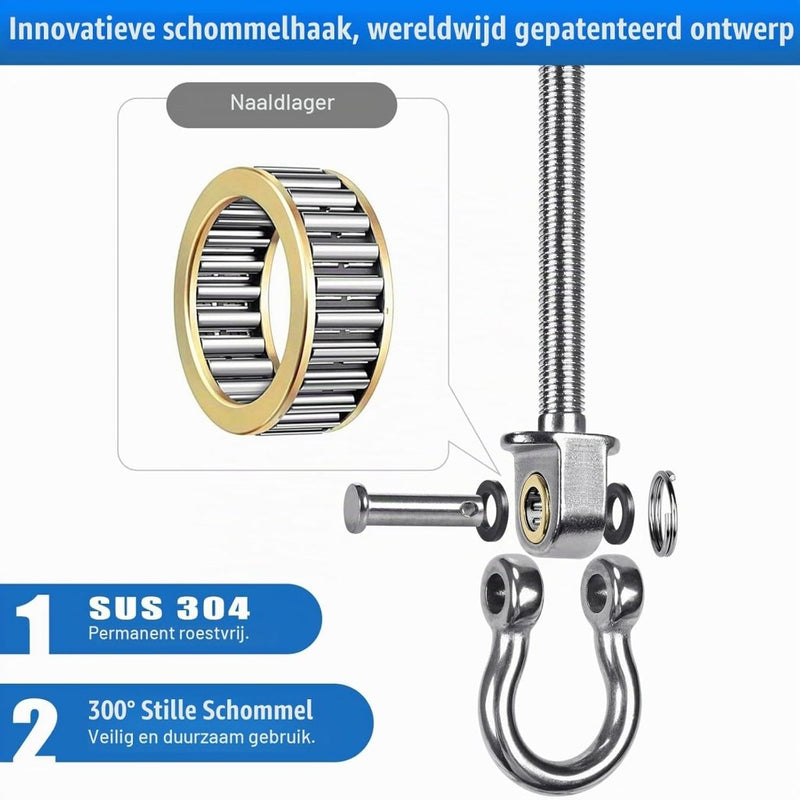 Załaduj obraz do przeglądarki galerii, Schommelhaken 2 stuks van roestvrij staal met M10 schroefdraad en kogellagers – plafondbevestiging – ophangbeugels - happygetfit.com

