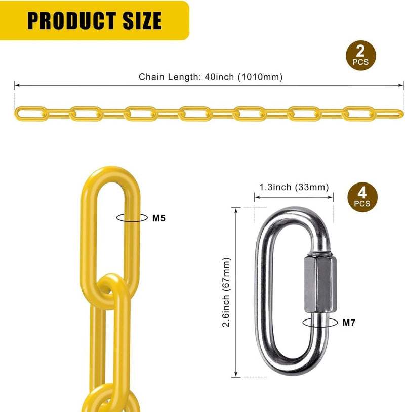Laden Sie das Bild in Galerie -Viewer, Schommelkettingen 2 stuks 250 cm van roestvrij staal met 5 mm schakels en karabijnhaken – hangstoelketting – ophangverlenging - happygetfit.com
