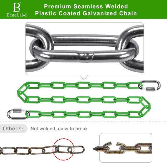 Schommelkettingen 2 stuks 250 cm van roestvrij staal met 5 mm schakels en karabijnhaken – hangstoelketting – ophangverlenging - happygetfit.com