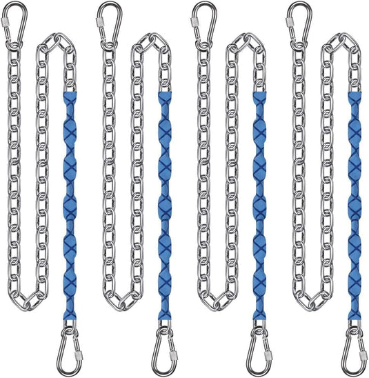 Schommelkettingen 4 stuks 170 cm van roestvrij staal met karabijnhaken en zachte handgrepen – ophangkettingen – bokszakophanging - happygetfit.com