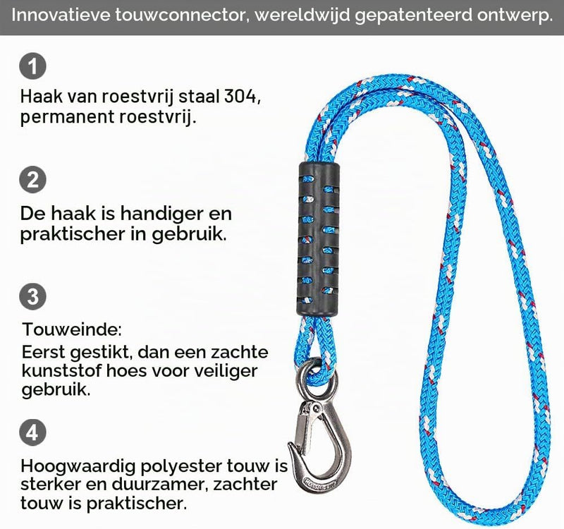 Laden Sie das Bild in Galerie -Viewer, Schommeltouw 50 cm van gevlochten polyester met roestvrijstalen ophanghaak – boomschommel – hangmatbevestiging - happygetfit.com
