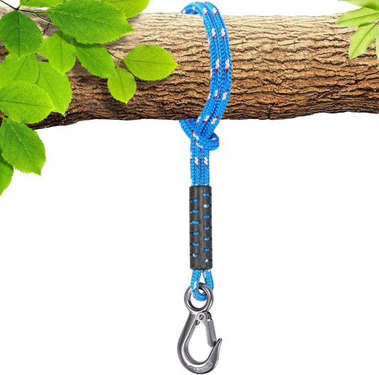 Schommeltouw 50 cm van gevlochten polyester met roestvrijstalen ophanghaak – boomschommel – hangmatbevestiging - happygetfit.com