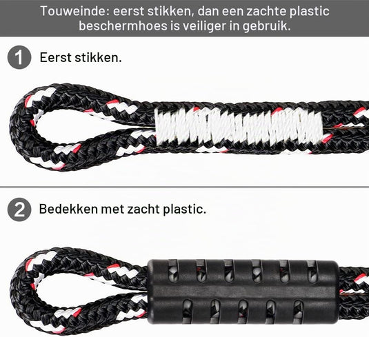 Schommeltouw 50 cm van gevlochten polyester met roestvrijstalen ophanghaak – boomschommel – hangmatbevestiging - happygetfit.com