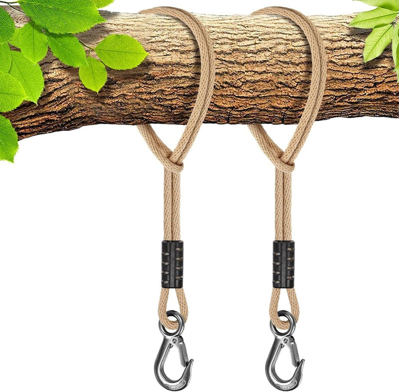 Laden Sie das Bild in Galerie -Viewer, Schommeltouw 50 cm van gevlochten polyester met roestvrijstalen ophanghaak – boomschommel – hangmatbevestiging - happygetfit.com

