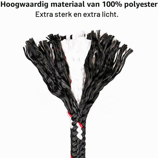 Schommeltouw 50 cm van gevlochten polyester met roestvrijstalen ophanghaak – boomschommel – hangmatbevestiging - happygetfit.com