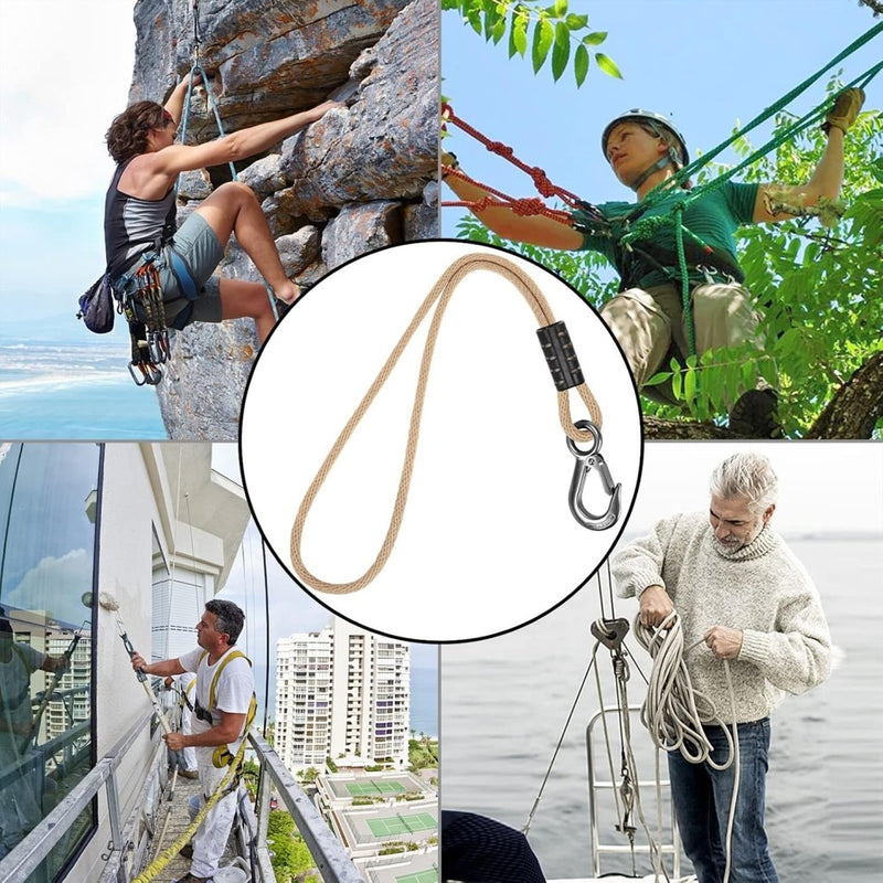 Laden Sie das Bild in Galerie -Viewer, Schommeltouw 50 cm van gevlochten polyester met roestvrijstalen ophanghaak – boomschommel – hangmatbevestiging - happygetfit.com
