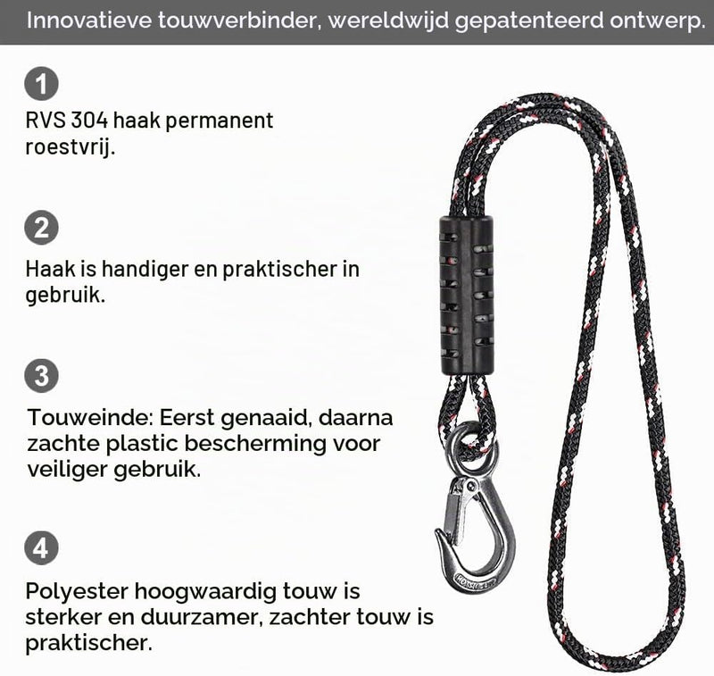 Laden Sie das Bild in Galerie -Viewer, Schommeltouw 50 cm van gevlochten polyester met roestvrijstalen ophanghaak – boomschommel – hangmatbevestiging - happygetfit.com
