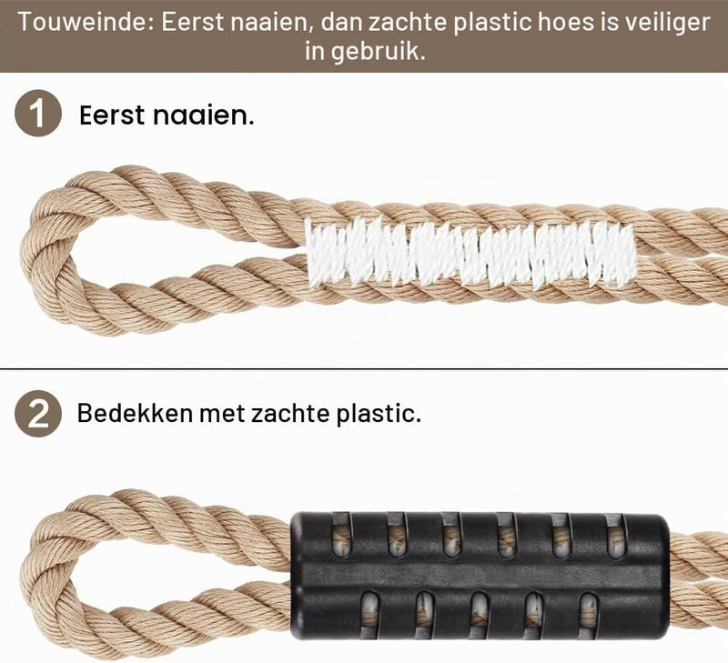 Laden Sie das Bild in Galerie -Viewer, Schommeltouw 50 cm van gevlochten polyester met roestvrijstalen ophanghaak – boomschommel – hangmatbevestiging - happygetfit.com
