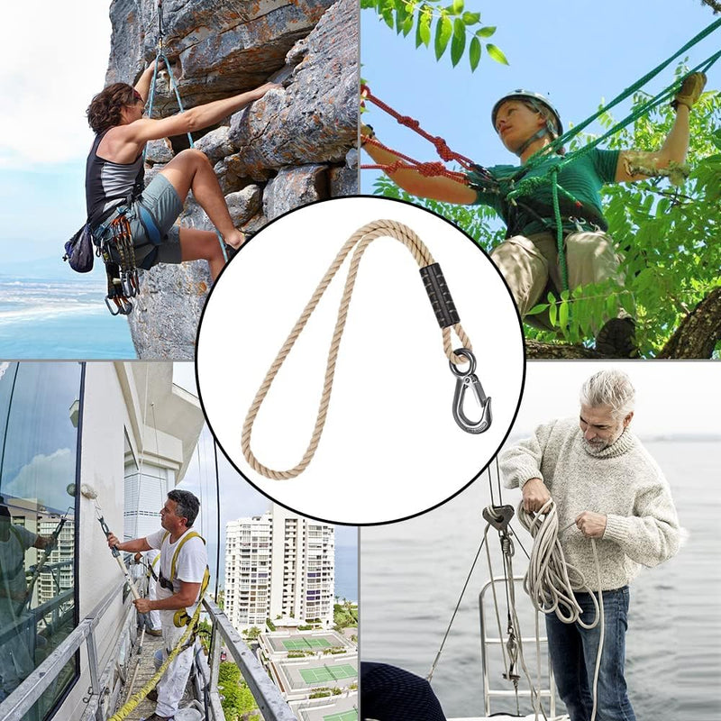 Laden Sie das Bild in Galerie -Viewer, Schommeltouw 50 cm van gevlochten polyester met roestvrijstalen ophanghaak – boomschommel – hangmatbevestiging - happygetfit.com
