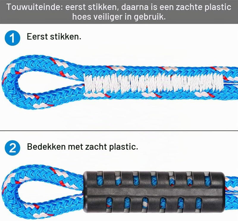 Laden Sie das Bild in Galerie -Viewer, Schommeltouw 50 cm van gevlochten polyester met roestvrijstalen ophanghaak – boomschommel – hangmatbevestiging - happygetfit.com
