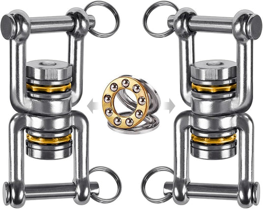 Schommelwartel 360° draaibaar – rvs ophangbeugel met lager voor hangstoel, yogaschommel, klimtouw en hangmat - happygetfit.com