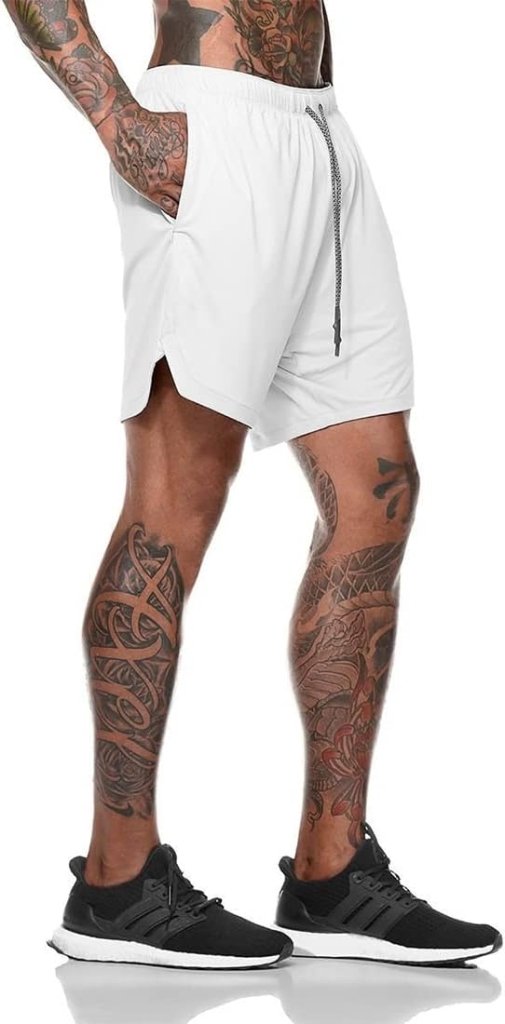 Shorts heren 2-in-1 trainingsshorts zomer korte broek sneldrogende hardloopshort sportbroek met zakken compressieshort - happygetfit.com