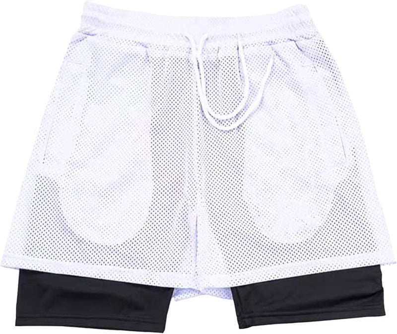 Laden Sie das Bild in Galerie -Viewer, Shorts heren 2-in-1 trainingsshorts zomer korte broek sneldrogende hardloopshort sportbroek met zakken compressieshort - happygetfit.com
