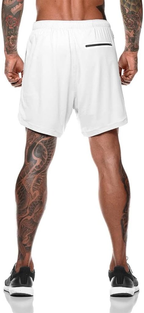 Shorts heren 2-in-1 trainingsshorts zomer korte broek sneldrogende hardloopshort sportbroek met zakken compressieshort - happygetfit.com