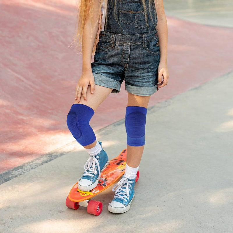 Laad afbeelding in Galerijviewer, Sibba Kids Knee Pad, Breathable Elastic Knee Brace, Anti-Slip Padded Sponge Knee Protector for Volleyball Basketball Football (Blue) - happygetfit.com
