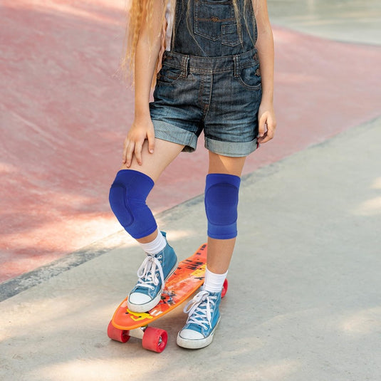 Sibba Kids Knee Pad, Breathable Elastic Knee Brace, Anti-Slip Padded Sponge Knee Protector for Volleyball Basketball Football (Blue) - happygetfit.com