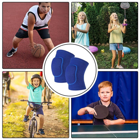 Sibba Kids Knee Pad, Breathable Elastic Knee Brace, Anti-Slip Padded Sponge Knee Protector for Volleyball Basketball Football (Blue) - happygetfit.com