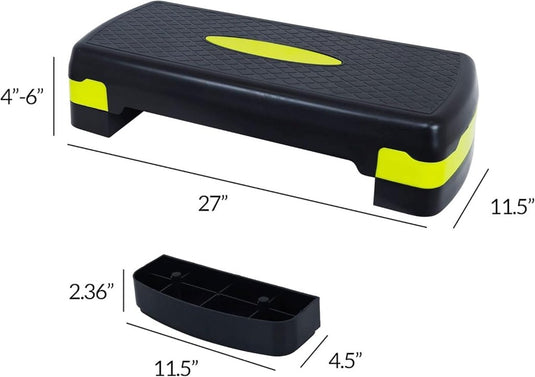 Signature Fitness Verstelbare Workout Aerobic Stepper Step Platform Trainer, Medium, Zwart/Citroen - happygetfit.com