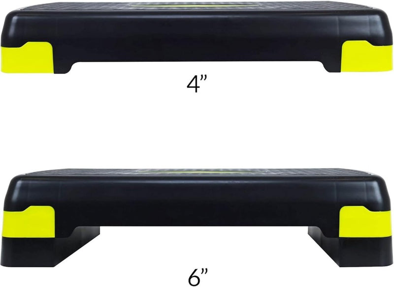 Load image into Gallery viewer, Signature Fitness Verstelbare Workout Aerobic Stepper Step Platform Trainer, Medium, Zwart/Citroen - happygetfit.com
