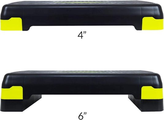 Signature Fitness Verstelbare Workout Aerobic Stepper Step Platform Trainer, Medium, Zwart/Citroen - happygetfit.com