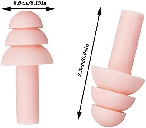 Laad afbeelding in Galerijviewer, De roze Siliconen oordopjes hebben een drielaags koepelontwerp voor optimale geluidsisolatie, zijn 2,5 cm hoog en 0,5 cm breed en bieden stijlvolle gehoorbescherming.
