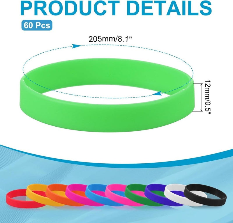 Laad afbeelding in Galerijviewer, Siliconen sport polsbandjes 205x12 mm (60 stuks) - Elastische rubberen armbanden - Event &amp; sportpolsbandjes - happygetfit.com
