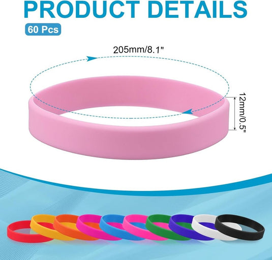 Siliconen sport polsbandjes 205x12 mm (60 stuks) - Elastische rubberen armbanden - Event & sportpolsbandjes - happygetfit.com