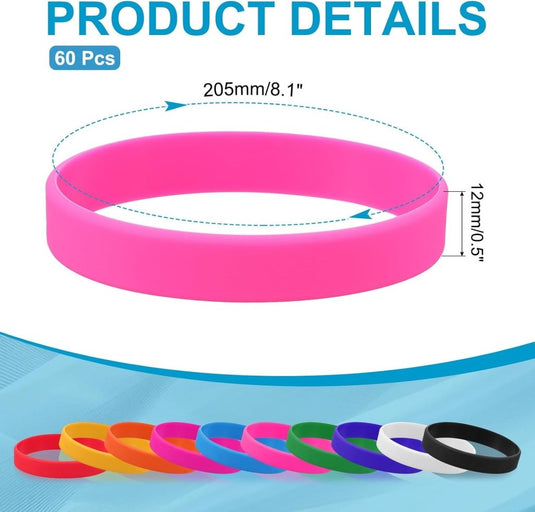 Siliconen sport polsbandjes 205x12 mm (60 stuks) - Elastische rubberen armbanden - Event & sportpolsbandjes - happygetfit.com