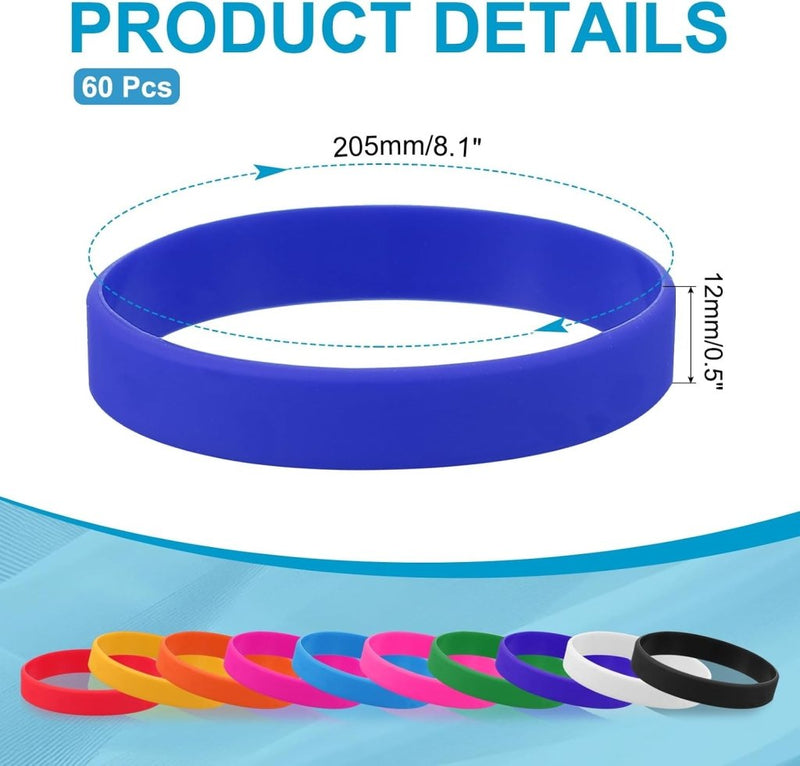 Laad afbeelding in Galerijviewer, Siliconen sport polsbandjes 205x12 mm (60 stuks) - Elastische rubberen armbanden - Event &amp; sportpolsbandjes - happygetfit.com
