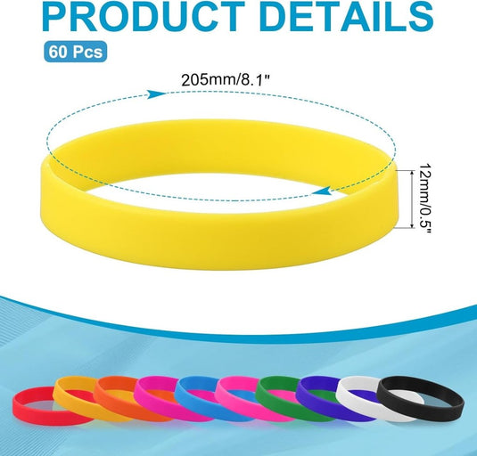 Siliconen sport polsbandjes 205x12 mm (60 stuks) - Elastische rubberen armbanden - Event & sportpolsbandjes - happygetfit.com