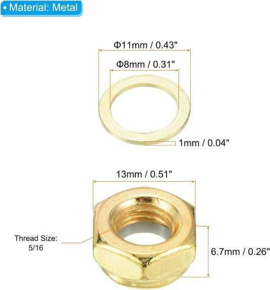 Skateboard borgmoeren set 5/16 inch goud – asmoeren washers en spacers – longboard accessoires - happygetfit.com