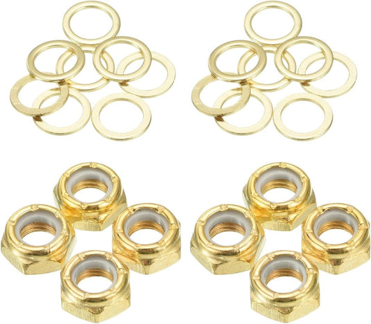 Skateboard borgmoeren set 5/16 inch goud – asmoeren washers en spacers – longboard accessoires - happygetfit.com