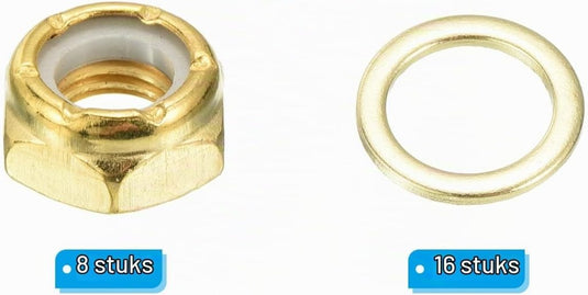 Skateboard borgmoeren set 5/16 inch goud – asmoeren washers en spacers – longboard accessoires - happygetfit.com
