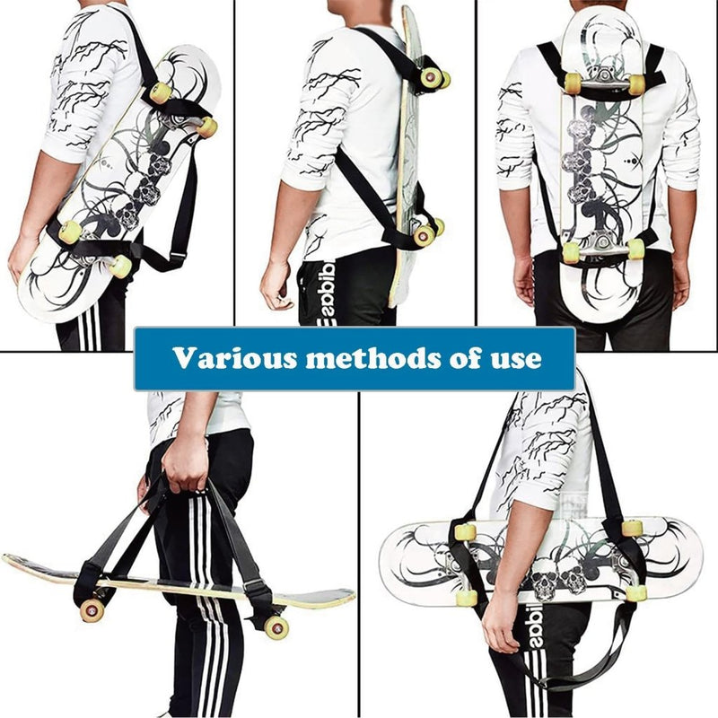 Laad afbeelding in Galerijviewer, Skateboard draagriem verstelbaar zwart - happygetfit.com
