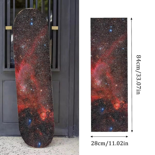Skateboard griptape 84 x 28 cm antislip met melkwegprint – longboard grip tape – skateboard accessoires - happygetfit.com