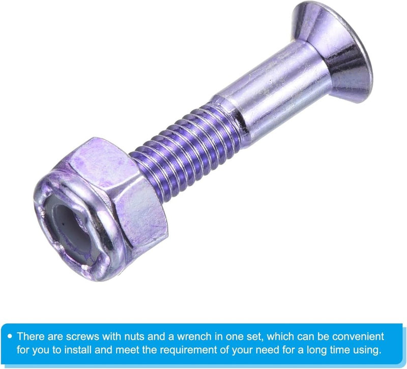 Laad afbeelding in Galerijviewer, Skateboard hardware set 1 inch met schroeven moeren en inbussleutel paars – montagebouten – skate accessoires - happygetfit.com
