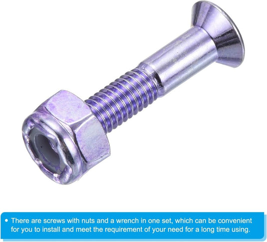 Skateboard hardware set 1 inch met schroeven moeren en inbussleutel paars – montagebouten – skate accessoires - happygetfit.com