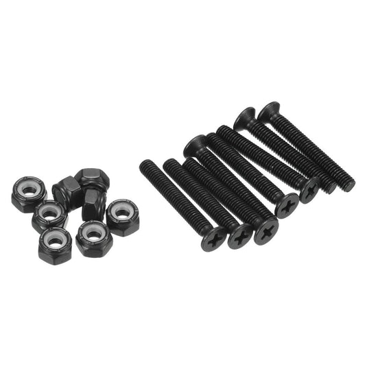 Skateboard montageschroeven 35 mm met moeren 8 stuks zwart – truck bevestigingsbouten – skate accessoires - happygetfit.com
